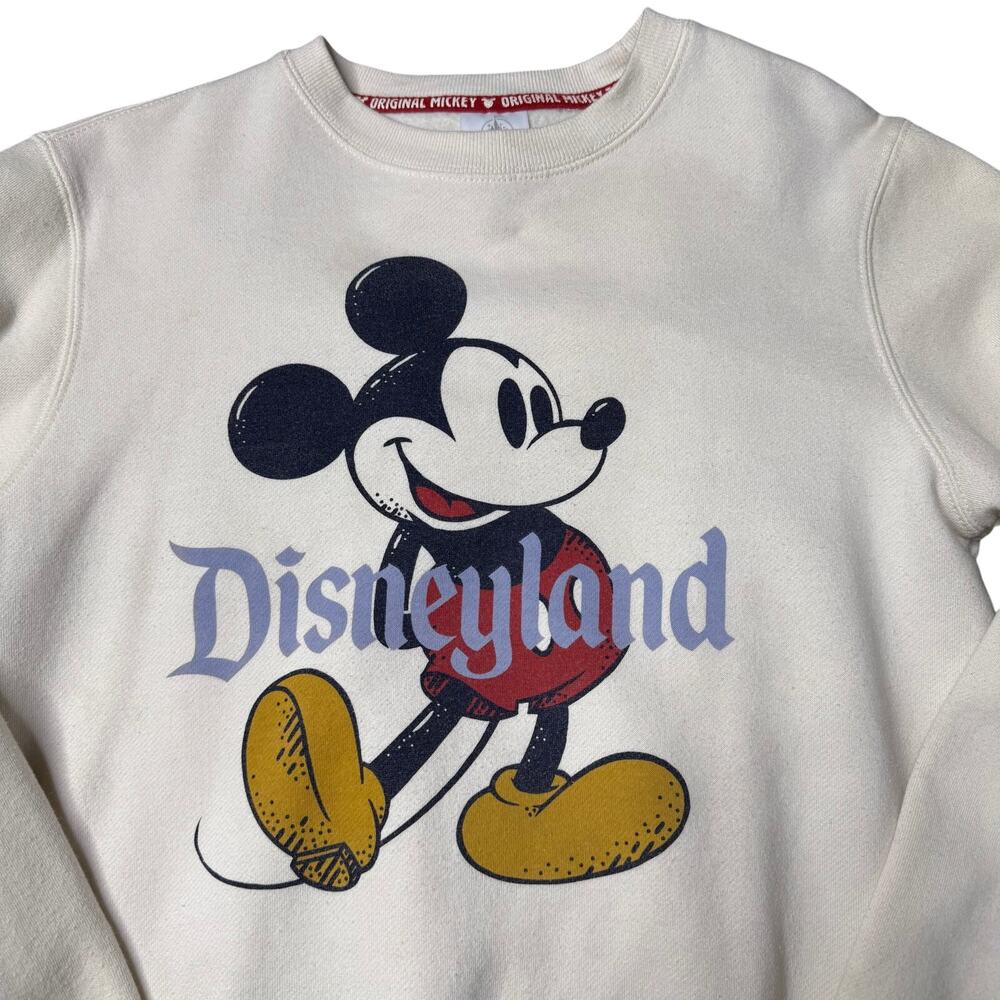 Disney Mickey Mouse Beige Graphic Crewneck Sweatshirt Disneyland Resort XS - Picture 3 of 11